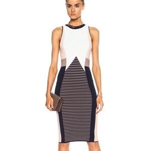 Jonathan Simkhai blue, pink and white knit midi dress - Large